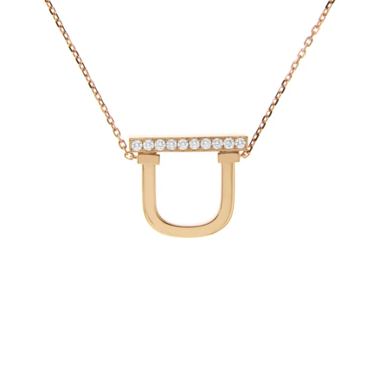 Diamond Lock Pendant with Chain in 18K Rose Gold
