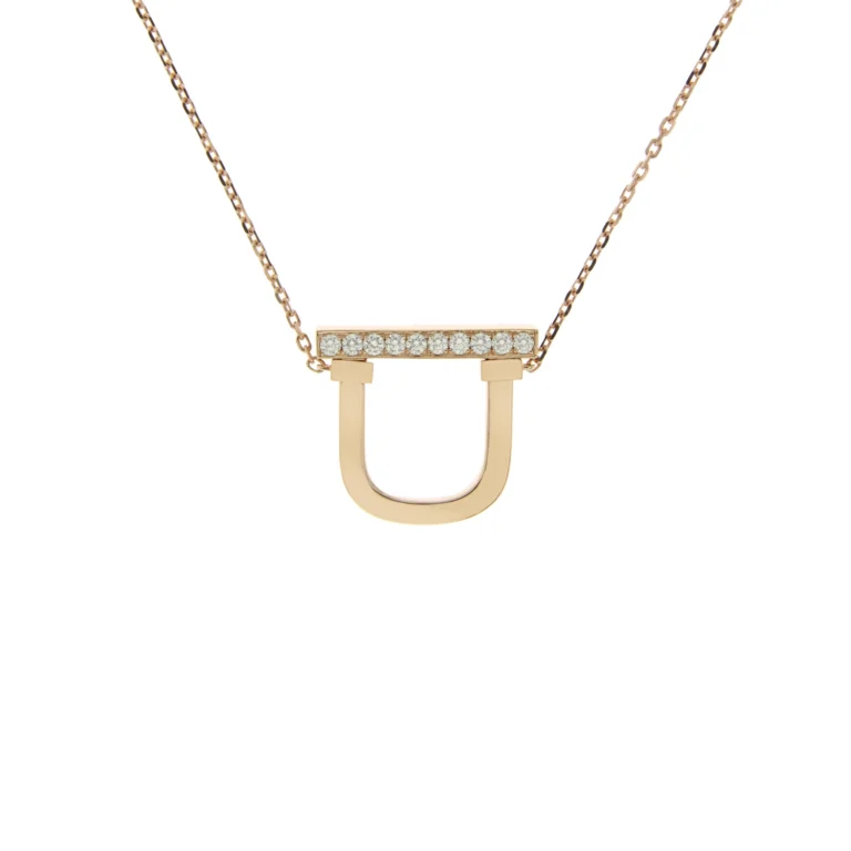 Diamond Lock Pendant with Chain in 18K Rose Gold