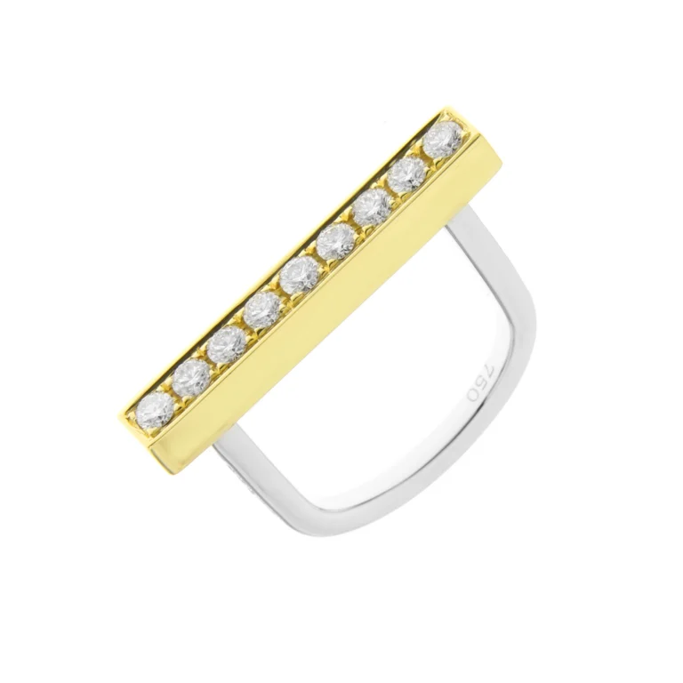 Diamond Lock Ring in 18K White Gold, 18K Yellow Gold