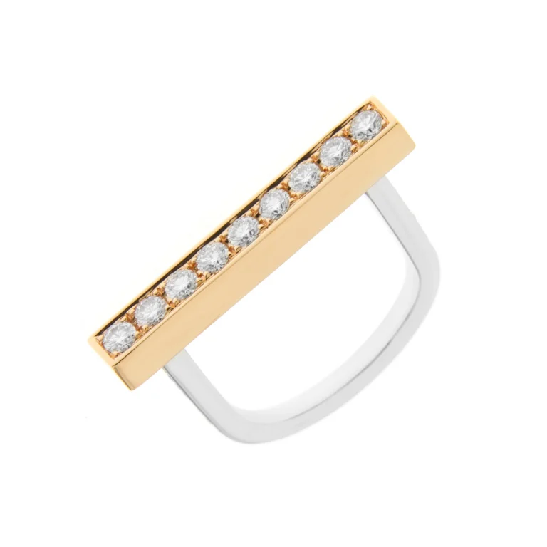 Diamond Lock Ring in 18K White Gold, 18K Rose Gold