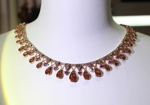 Rainbow Sapphire Diamond detachable necklace