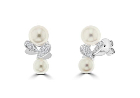 Akoya Pearl Diamond Stud Earrings